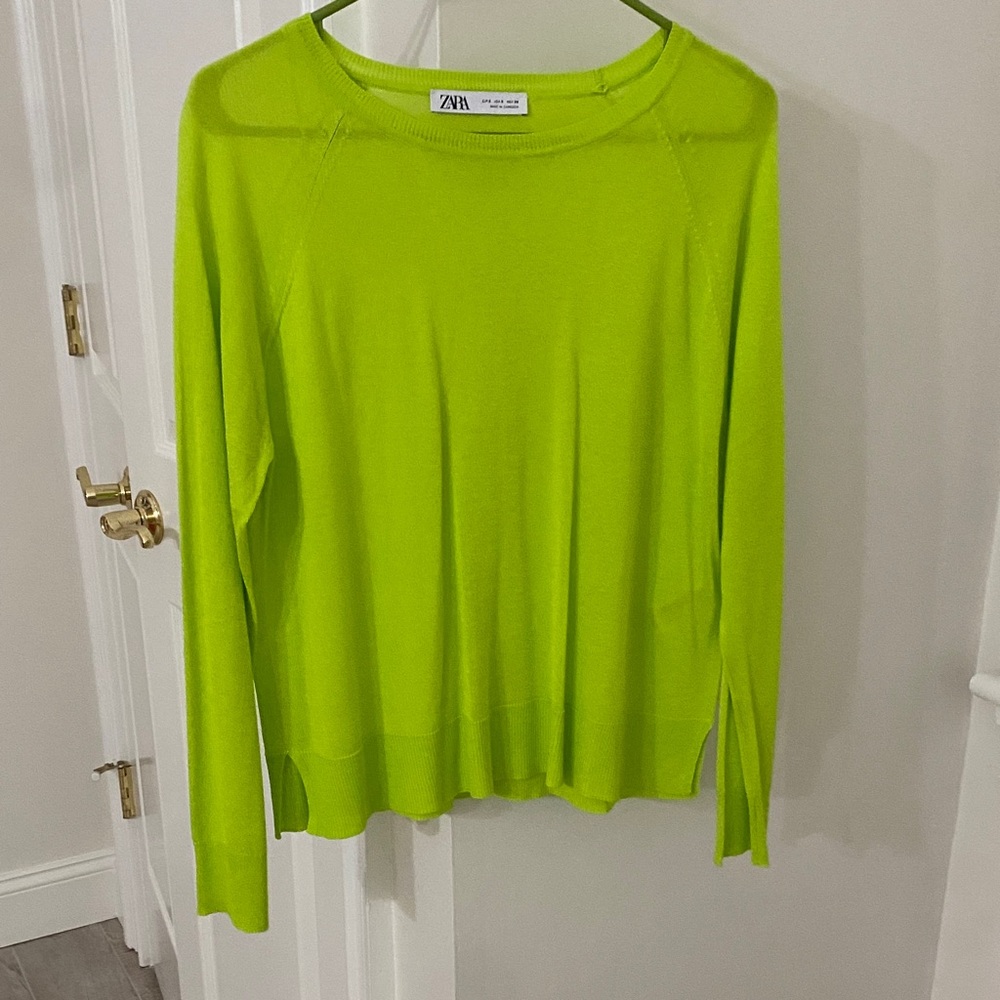Zara Lime Green Sweater Knit Top